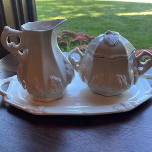 Vintage Red Cliff Ironstone Cream and Sugar Set